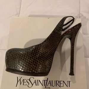 YSL Tribtoo 105 Slingback Python
